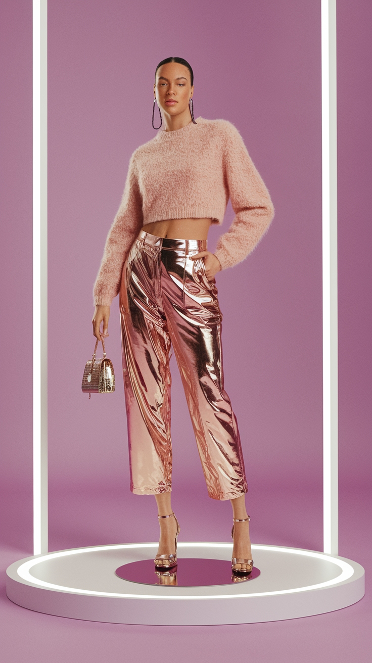 Chic and Comfortable Metallic Pant Outfit Inspirations outfit idea