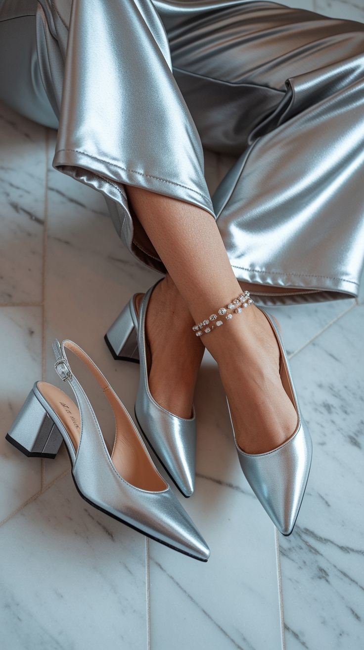 Exploring the Metallic Slingback Outfit Trend in 2023 outfit idea