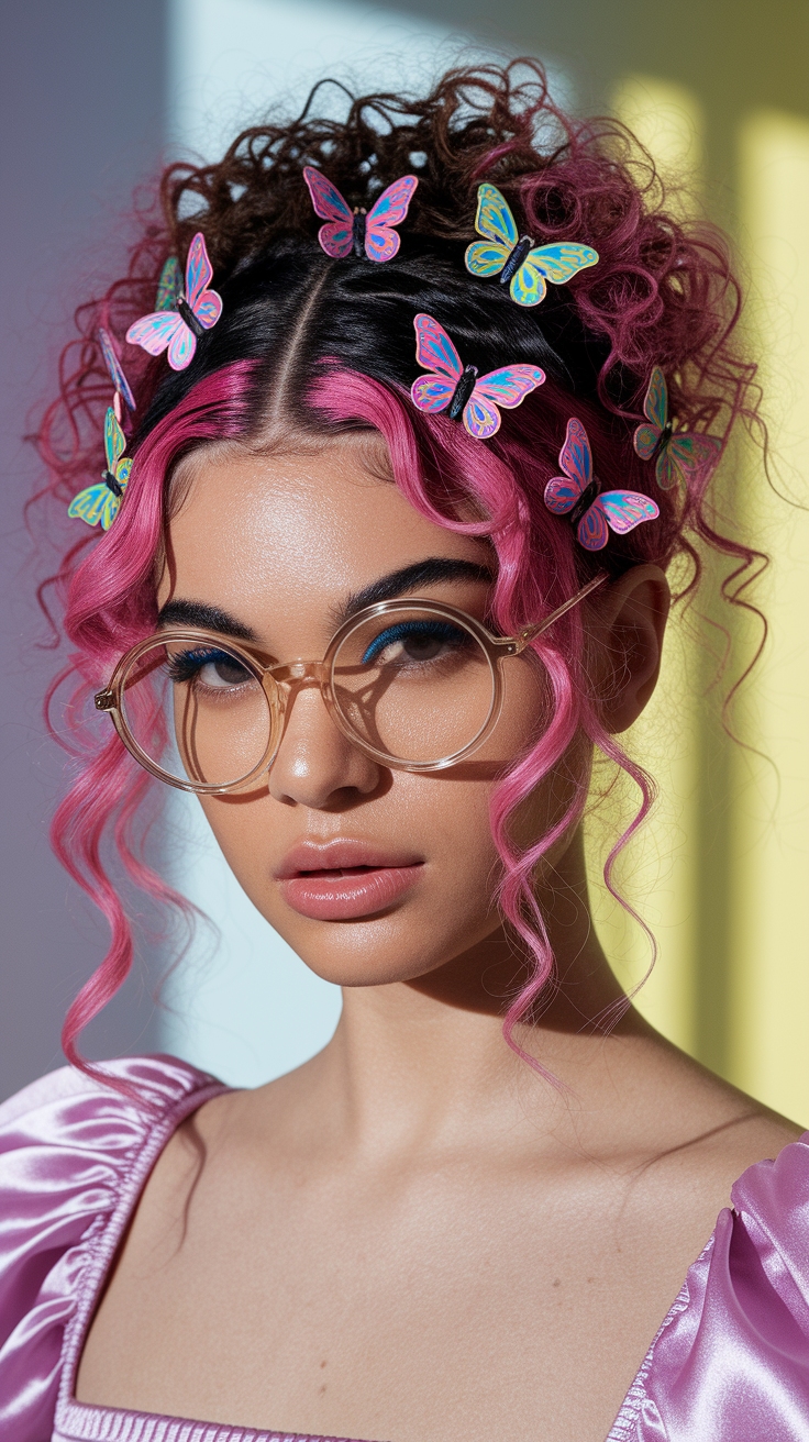 Mini Butterfly Clips Hairstyles for Curly Hair Bliss outfit idea