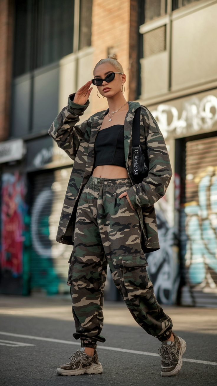 Outfit Inspo Camo Pants for an Edgy Twist outfit idea