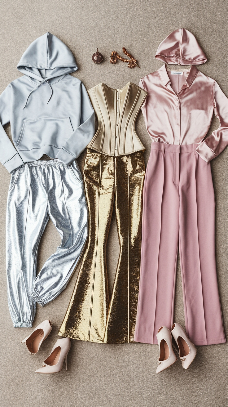 Chic Outfits with Metallic Pants for a Glamorous Edge outfit idea
