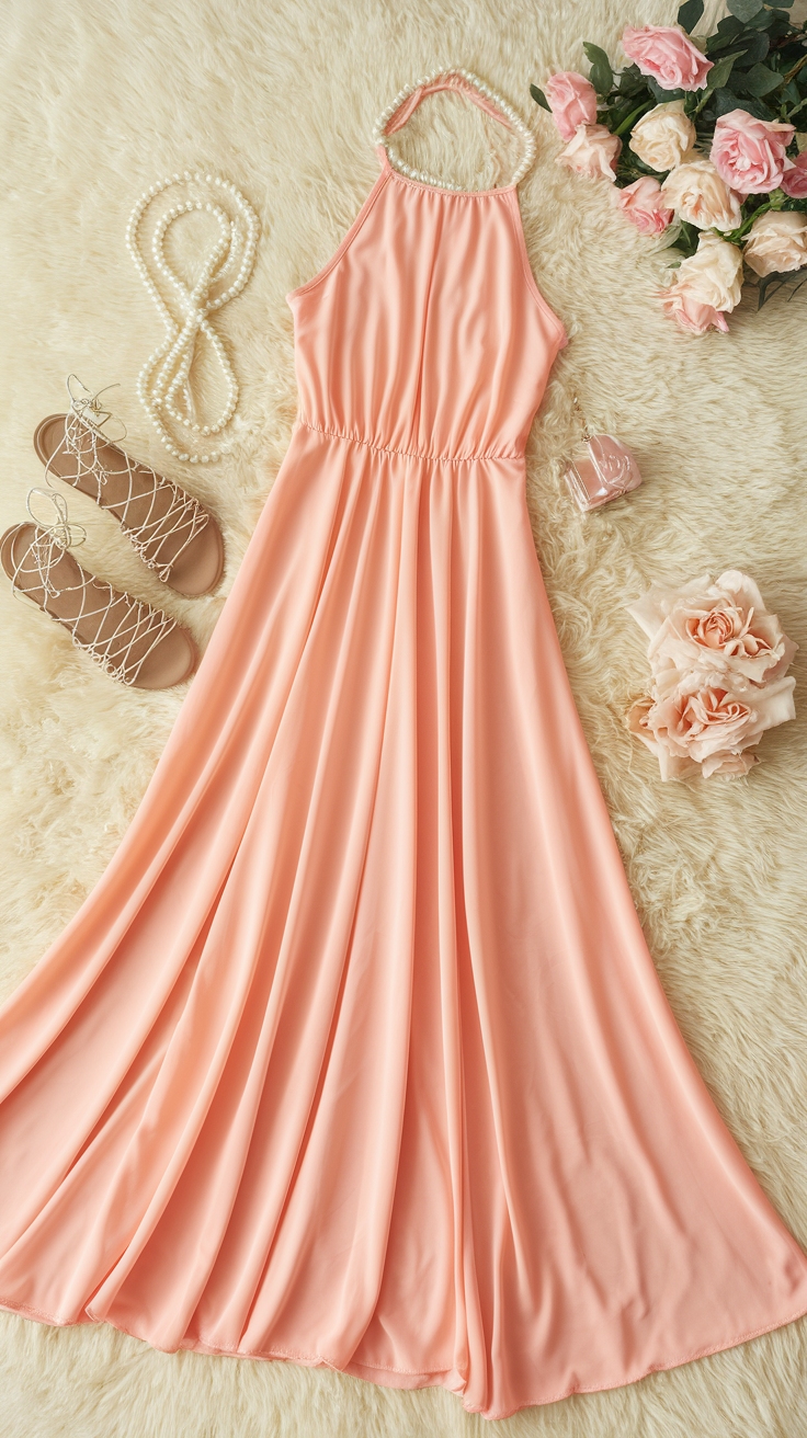 Trendy Peach Maxi Dresses for a Soft, Feminine Touch outfit idea