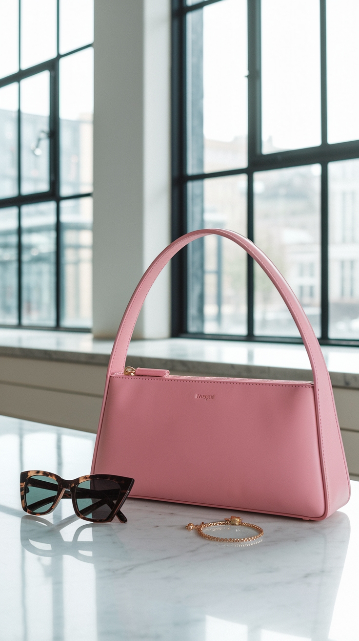 Chic Pink Baguette Bag for Fashion-Forward Looks outfit idea