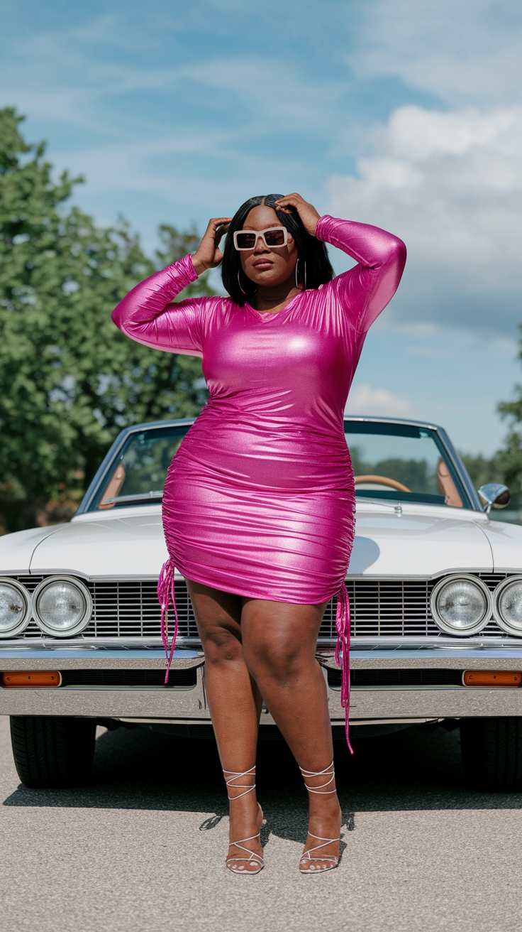 Pink Metallic Dress for Black Women: Fashion Tips outfit idea