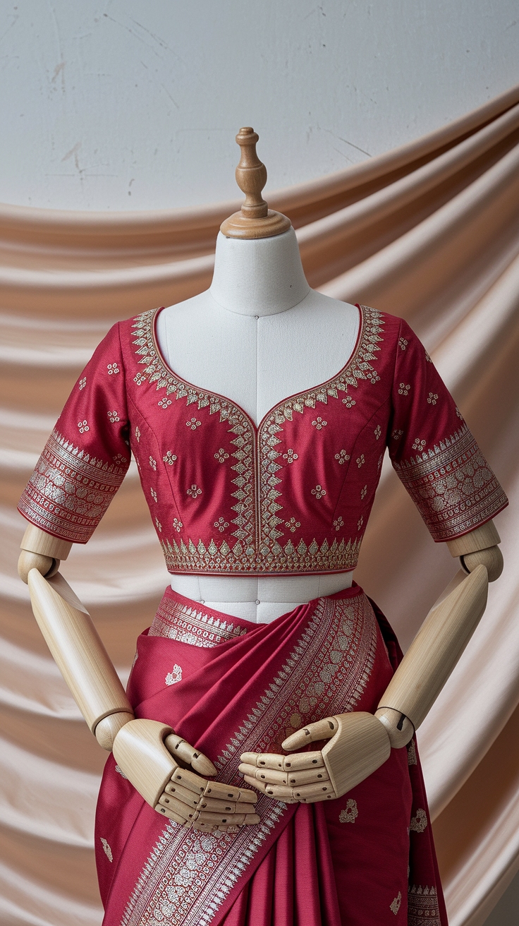 Red Colour Blouse Maggam Work: A Craftsmanship Delight outfit idea