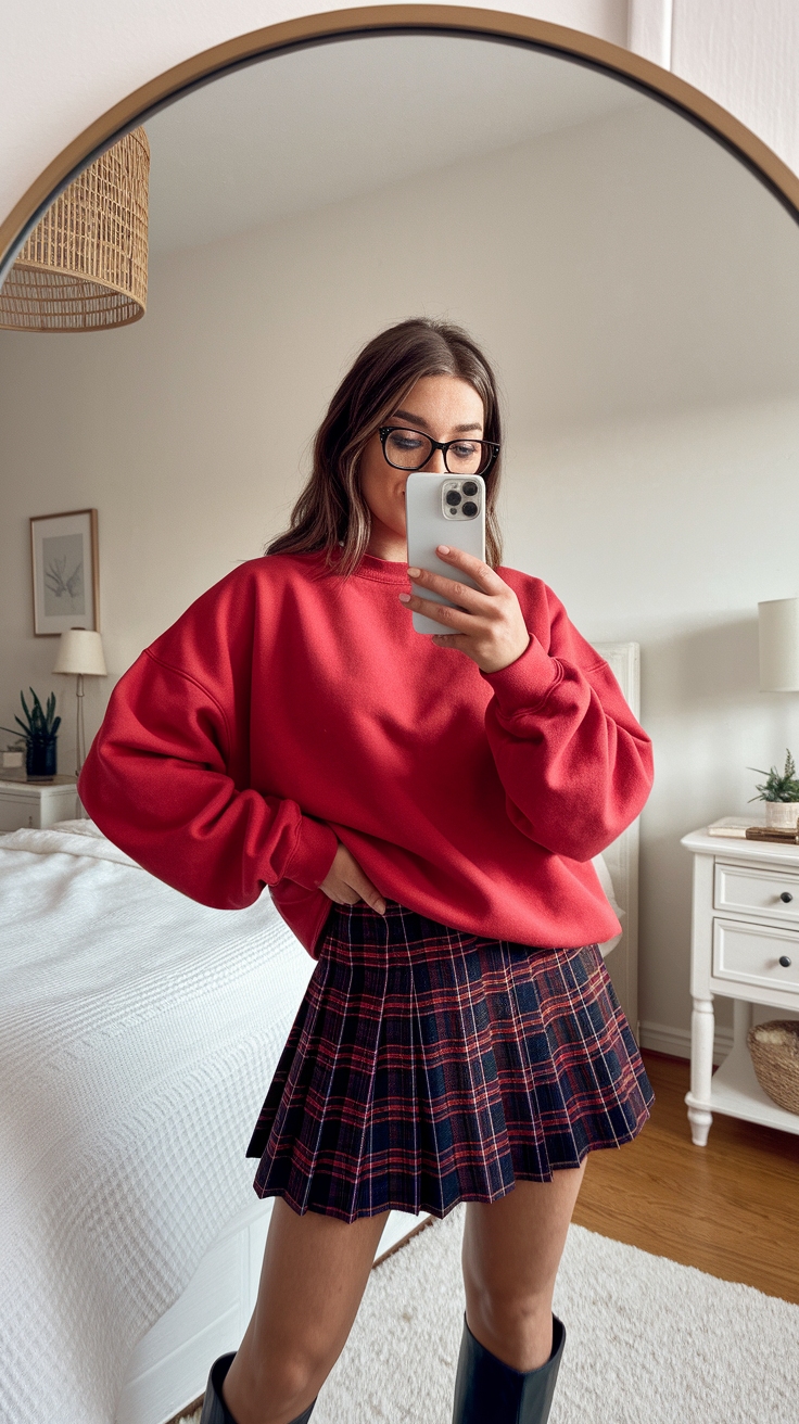 Versatile Red Crewneck Outfit for Any Occasion outfit idea