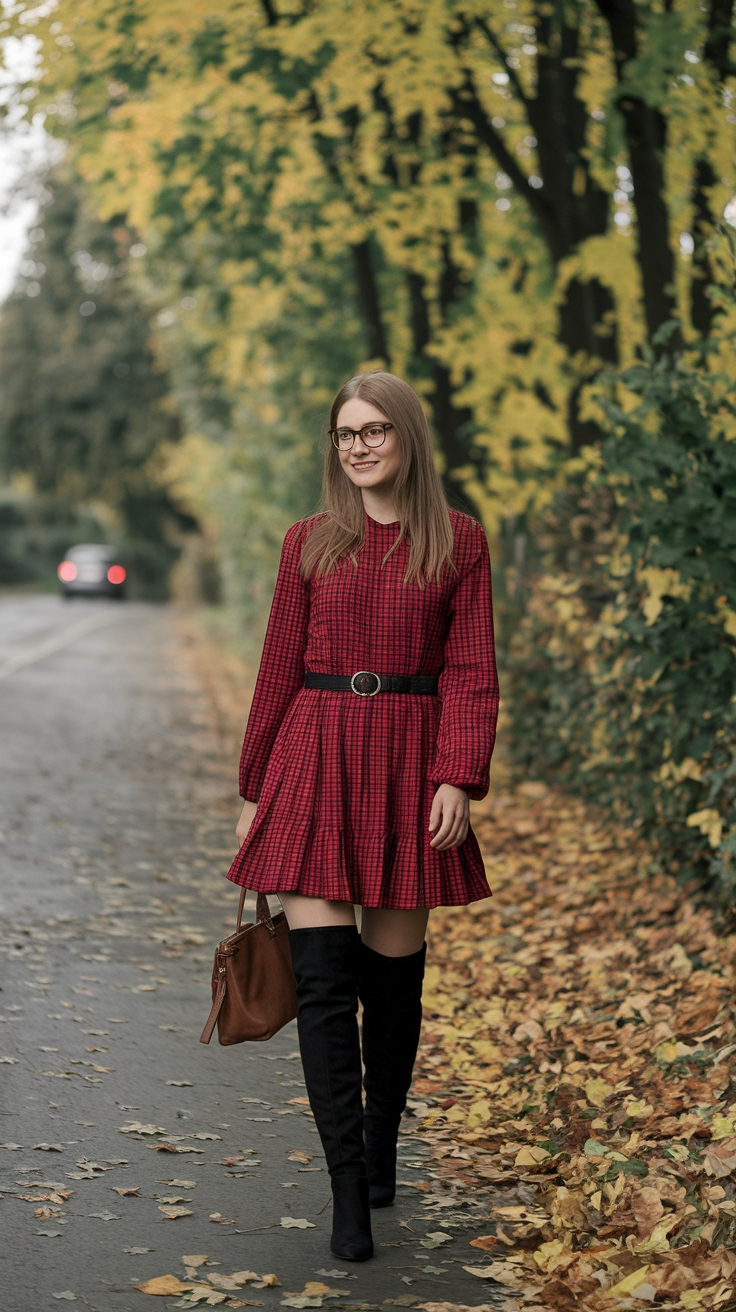 Trendy Red Dress Boots to Elevate Your Look outfit idea