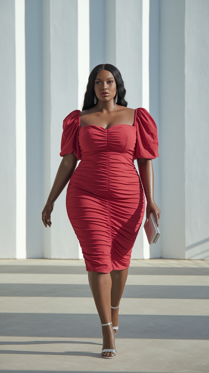 Flattering Red Dress for Plus Size Women Available outfit idea
