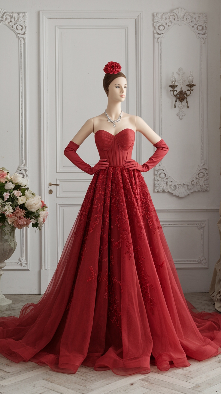 Red Gown Elegant: Elevate Your Evening Look outfit idea
