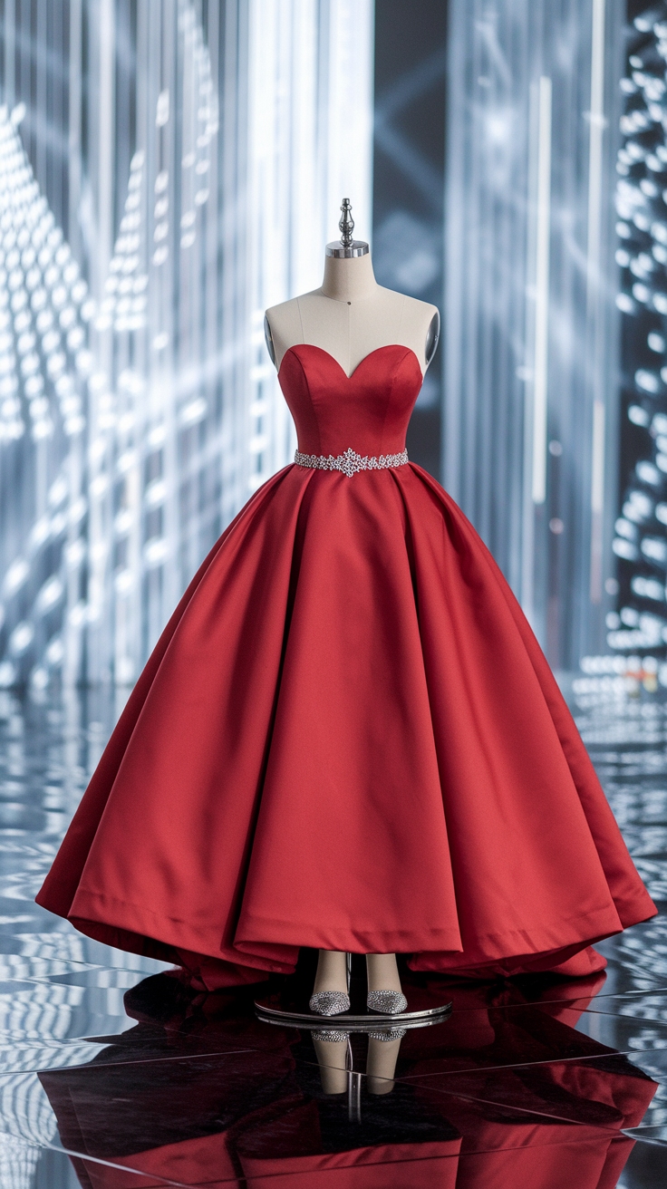 Elegant Red Prom Dress Strapless for Your Big Night outfit idea