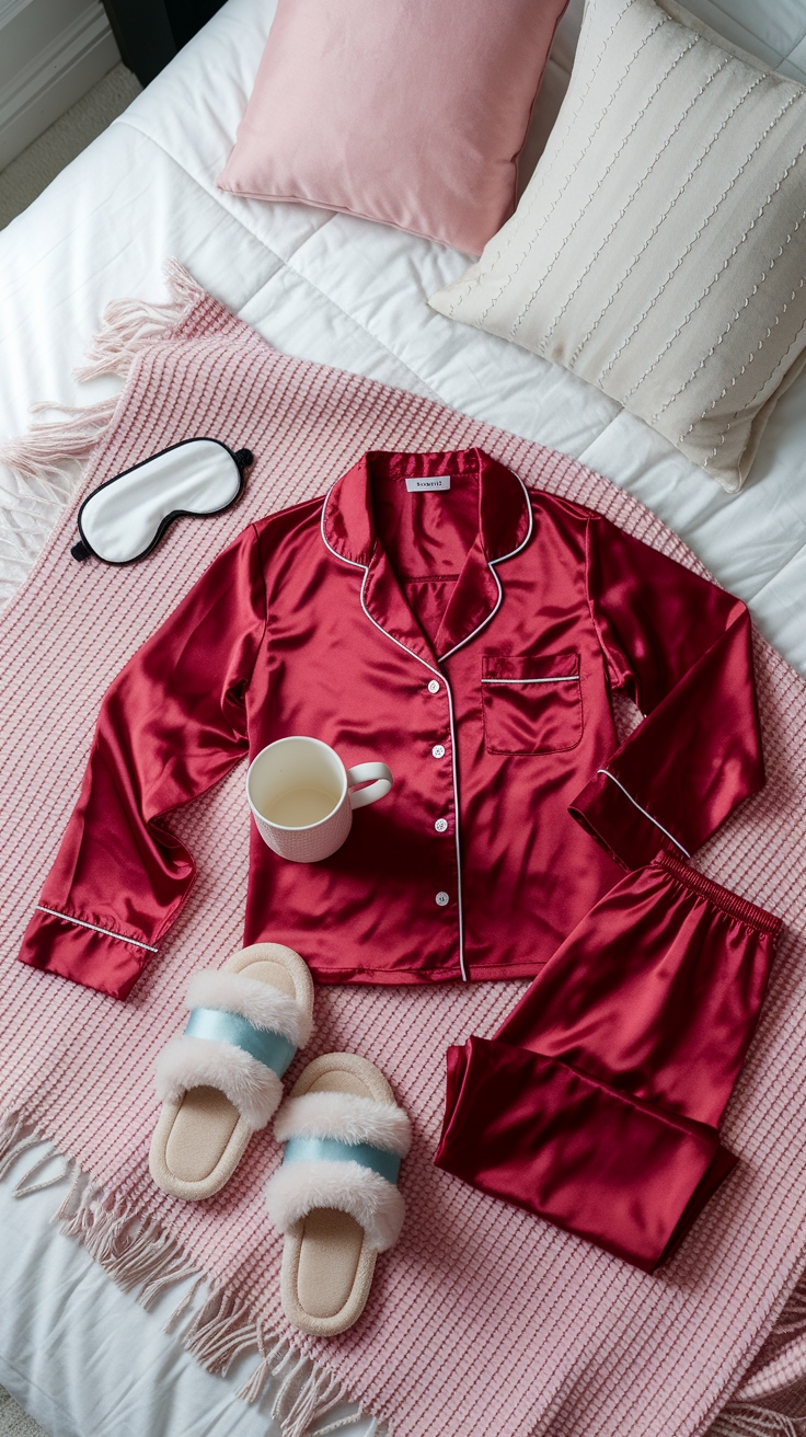 Cozy and Cute: Red Pyjamas for Home Comfort outfit idea