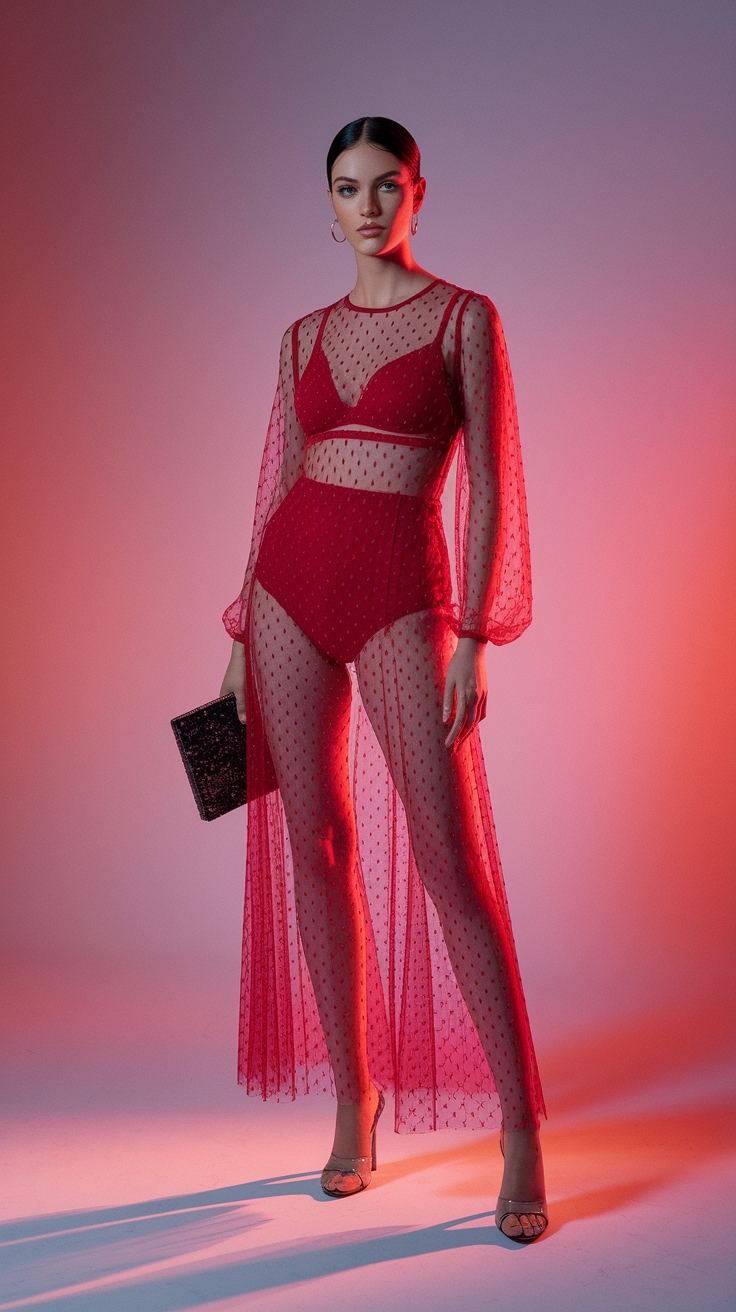 Red Sheer Dress: The Ultimate Statement Piece outfit idea