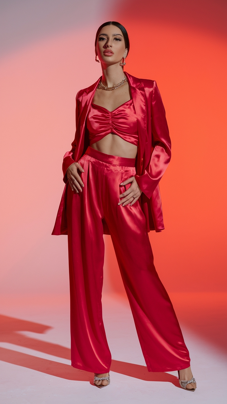The Allure of a Red Silk Outfit outfit idea