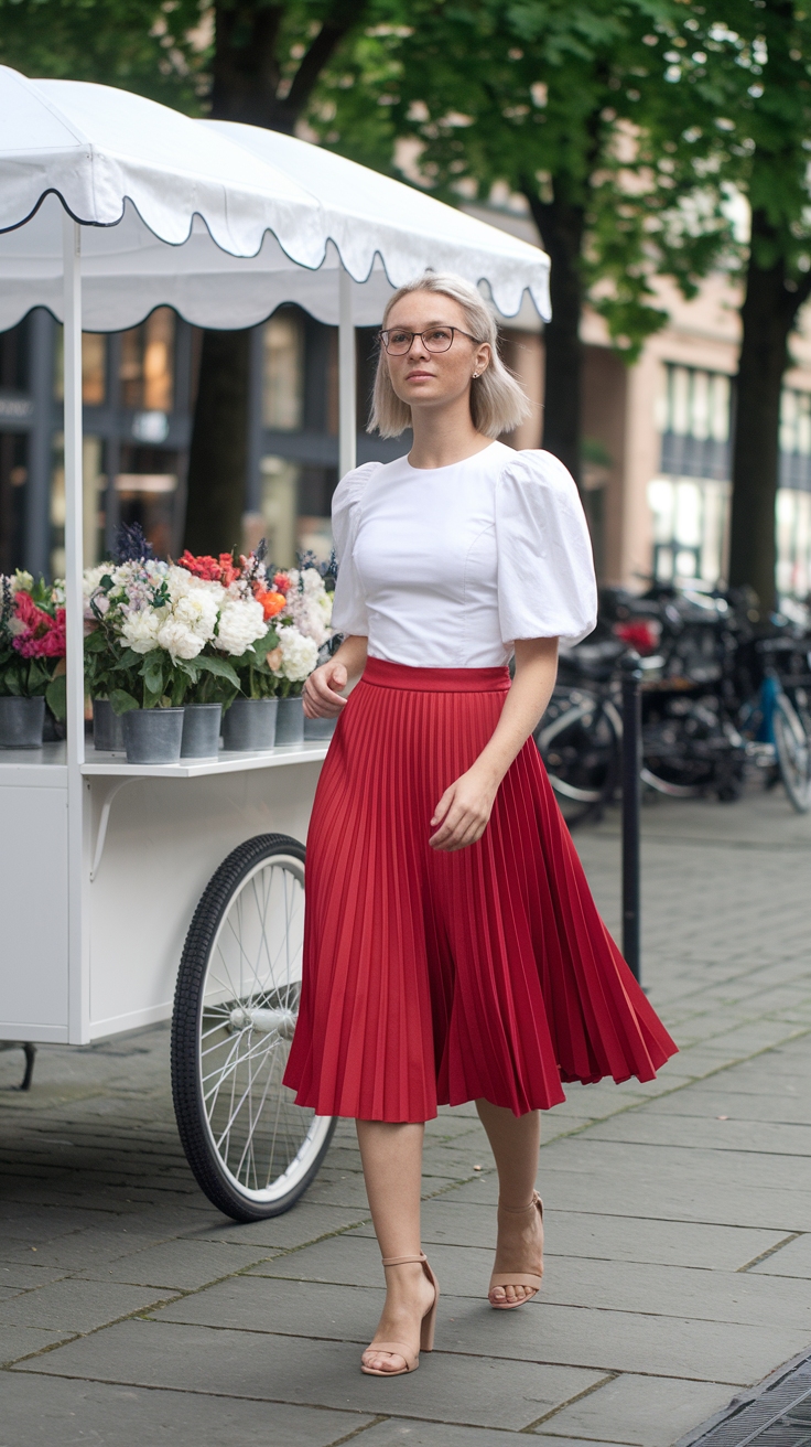 Elevate Your Style with a Red Skirt and White Top Outfit outfit idea