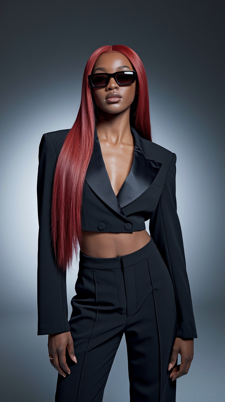 Red Straight Hair Black Women: Styles to Try Now outfit idea