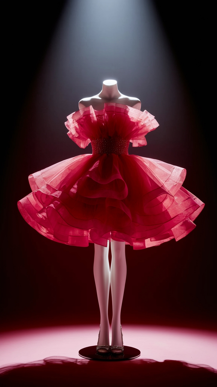 Flirty and Fun: Red Tulle Dress Short outfit idea