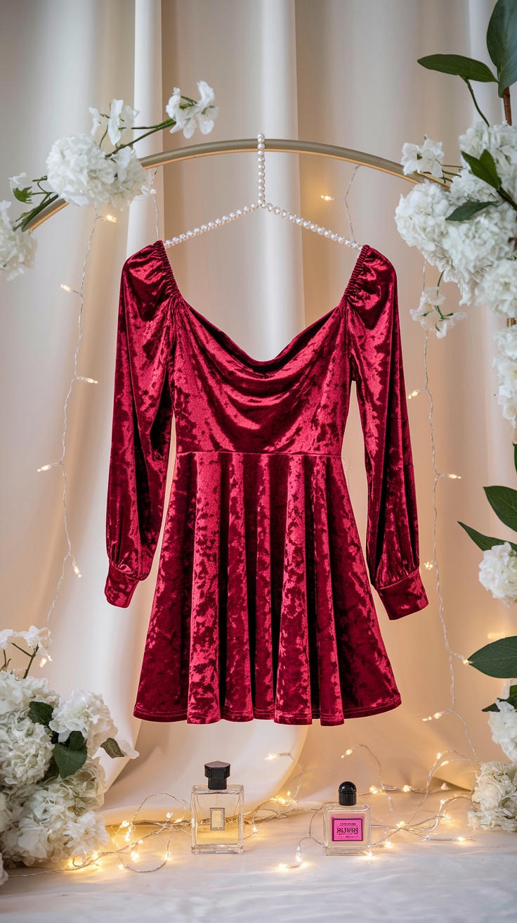 Exploring the Red Velvet Dress Aesthetic This Season outfit idea