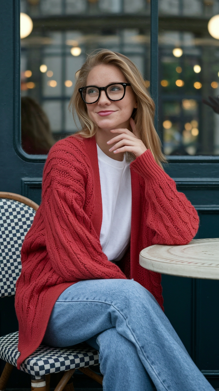 Sezane Red Cardigan: Timeless Fashion Staple outfit idea