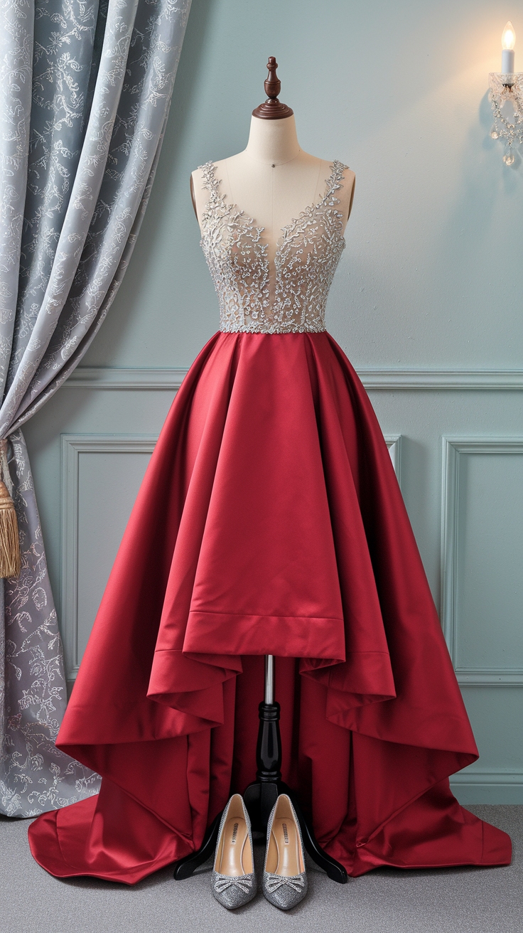 Silver and Red Prom Dress: Make a Statement This Season outfit idea