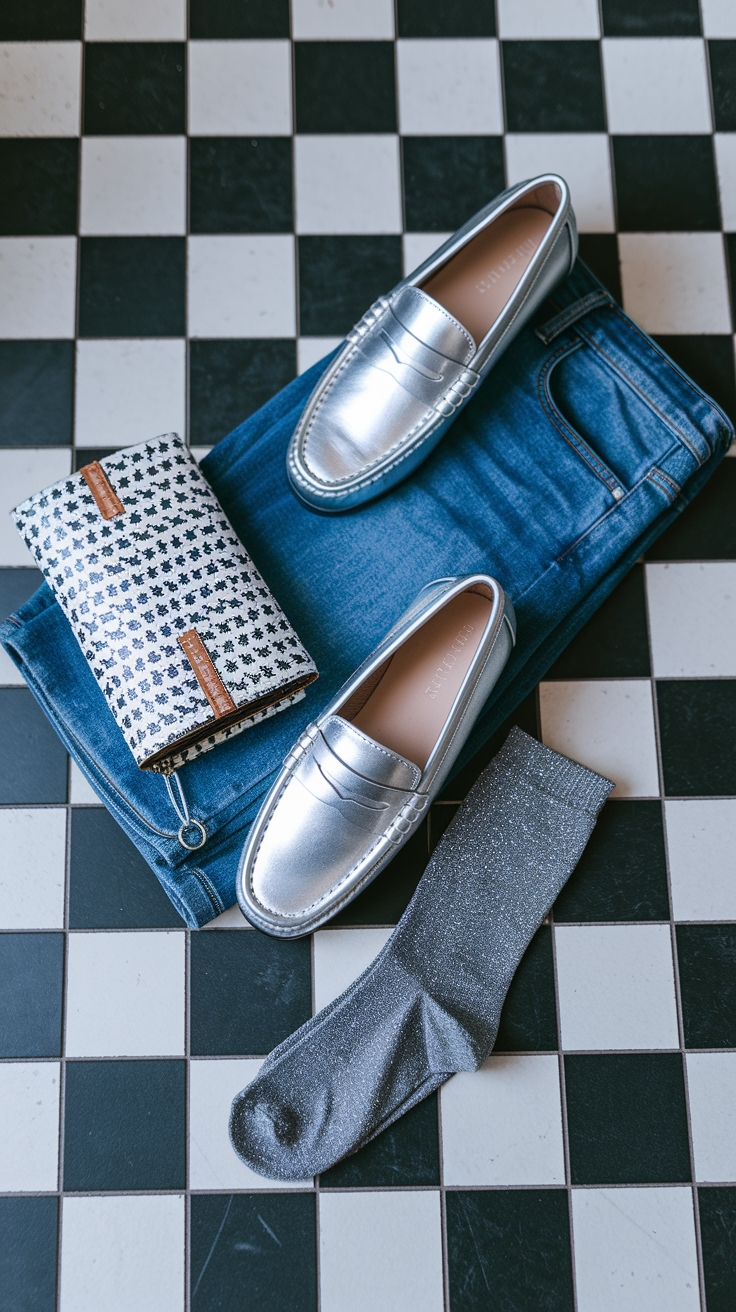 Chic Silver Metallic Shoes Outfit for Effortless Style outfit idea