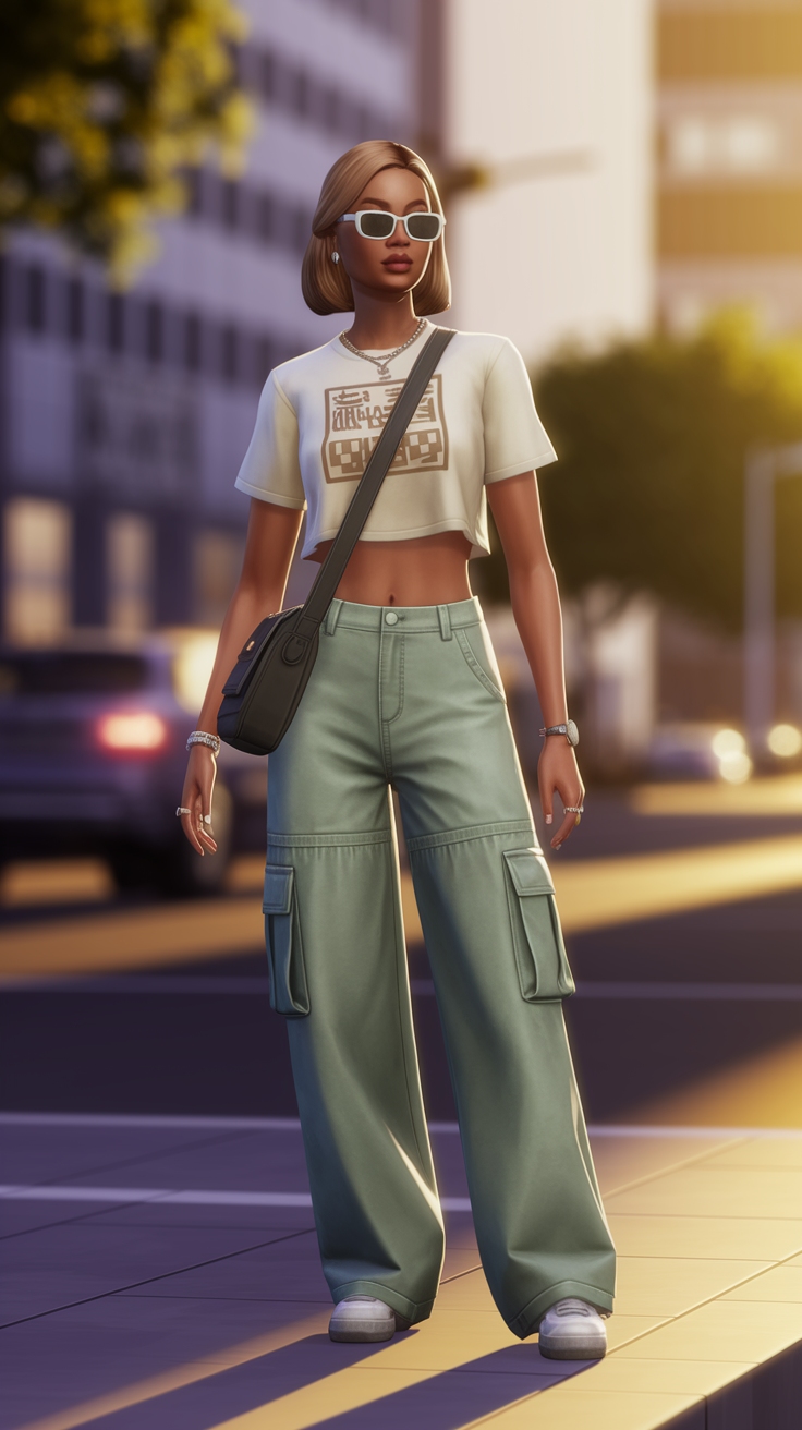 Sims 4 CC Baggy Cargo Pants: A Trendy Virtual Style outfit idea
