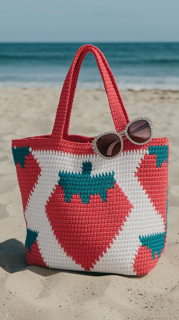 Strawberry Tote Bag Crochet: Cute and Functional outfit idea