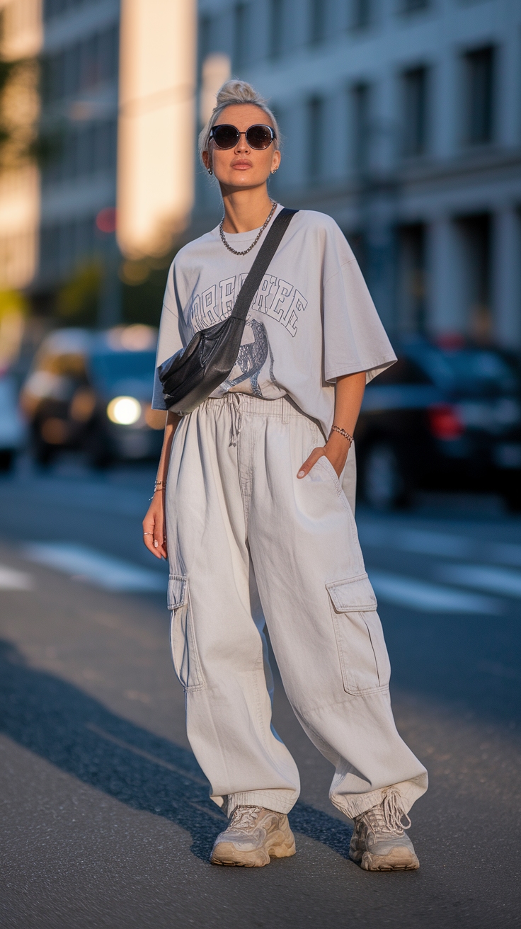 Trendy White Baggy Cargo Pants Outfit Ideas outfit idea