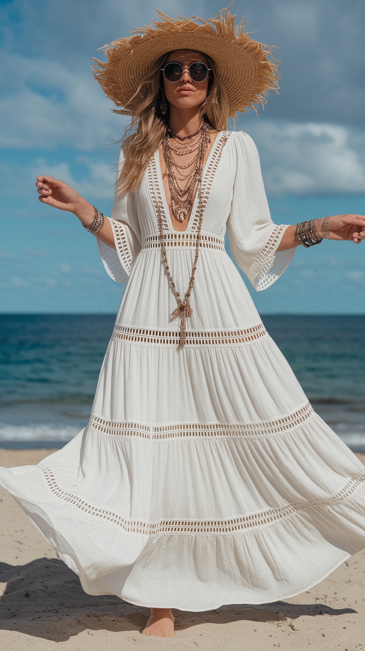 How to Style a White Maxi Dress Boho for Any Event outfit idea