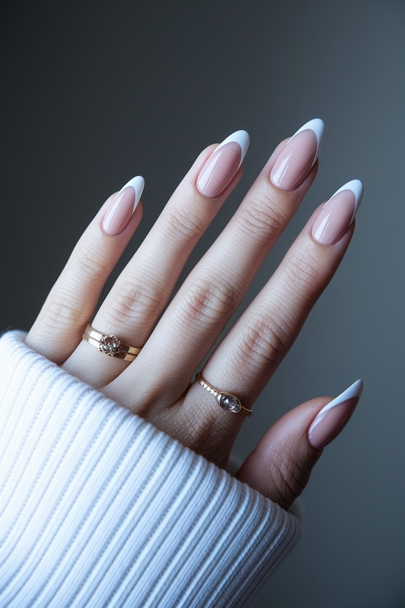 Creative Ideas for Almond French Tip Nails with Design outfit idea