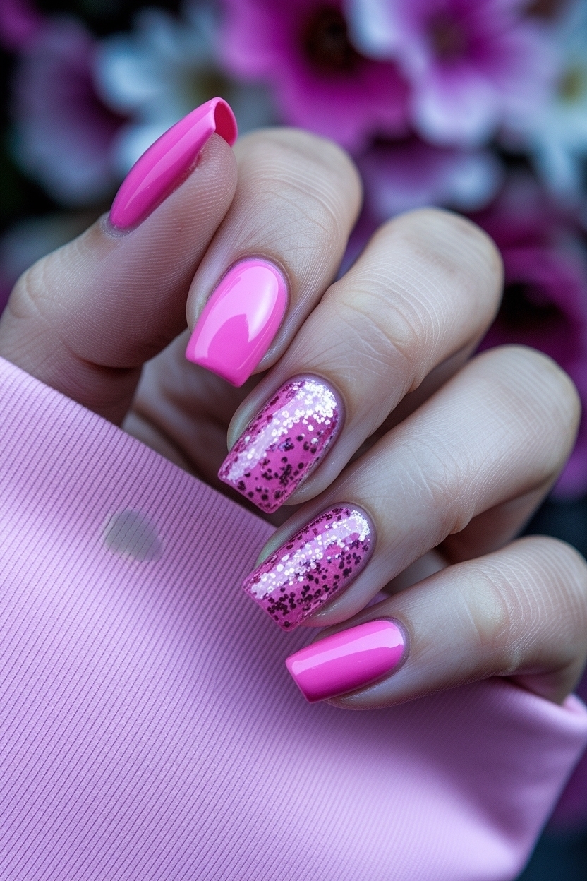 Barbie Pink Nails with Glitter: The Ultimate Trend outfit idea