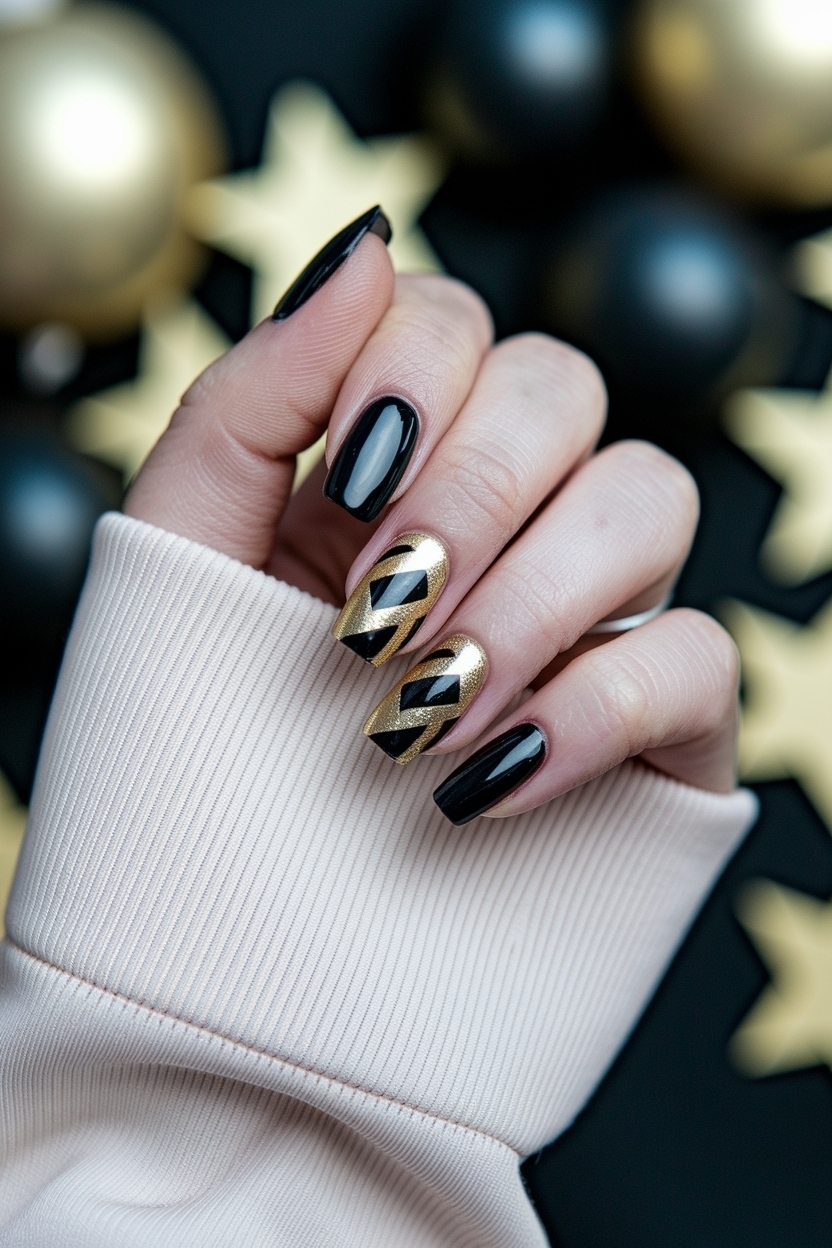Birthday Nails Black and Gold for Your Special Day outfit idea
