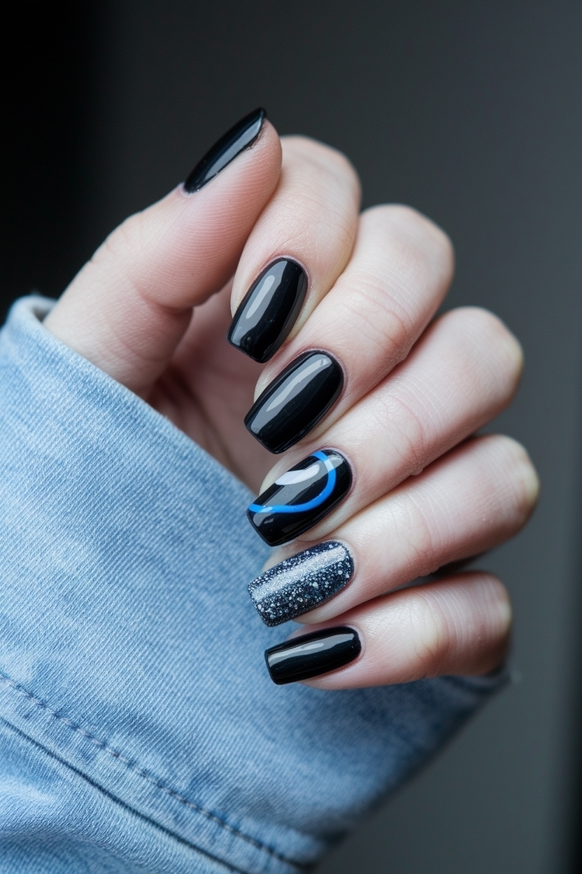 Black and Blue Nail Ideas for a Bold Statement outfit idea