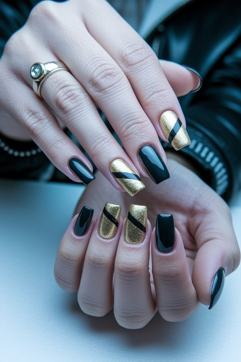 Black and Gold Birthday Nails That Wow outfit idea