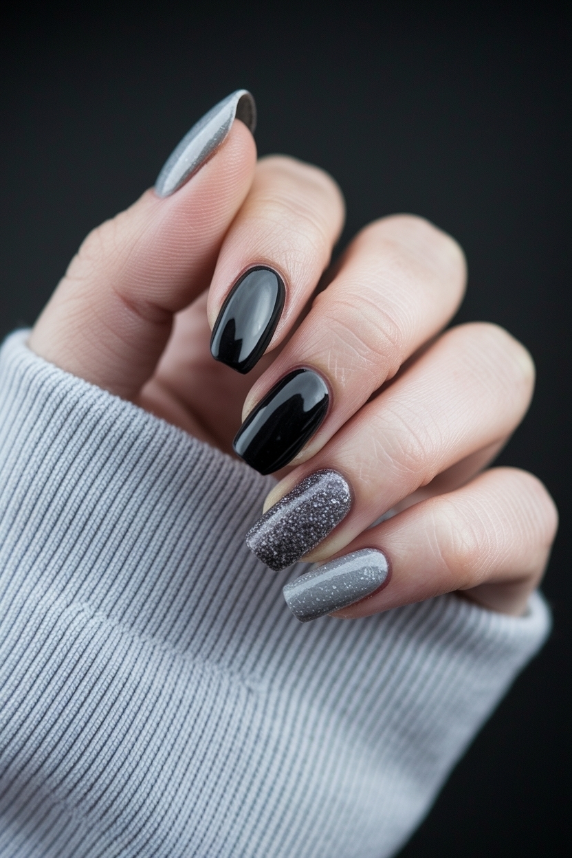 Stylish Black and Grey Nail Ideas for Every Occasion outfit idea
