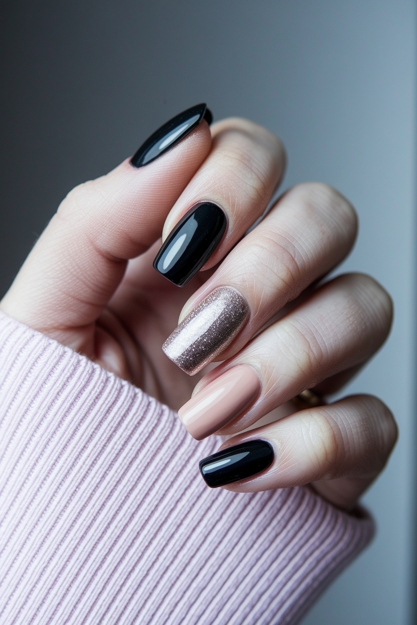 Creative Black and Nude Nail Ideas to Try This Season outfit idea