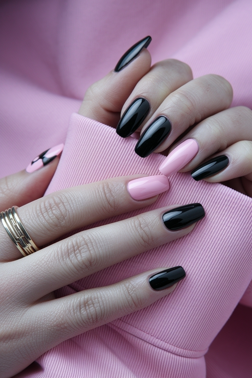 Black and Pink Nail Designs: Trendy Color Combinations outfit idea