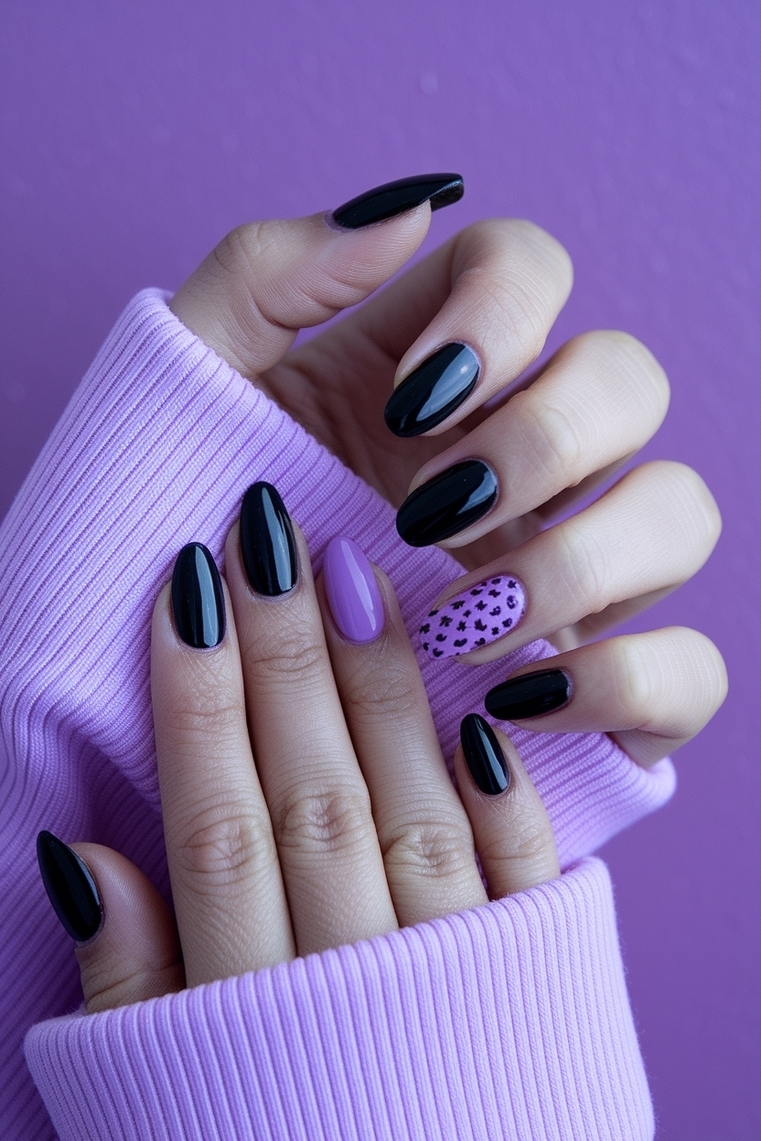 Black and Purple Nail Ideas for a Bold Look outfit idea