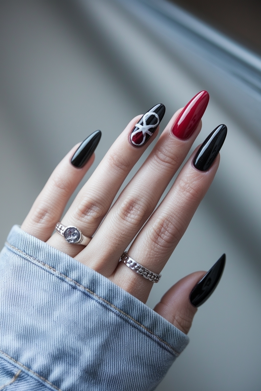 Black and Red Acrylic Nails Ideas: Creative Inspirations outfit idea