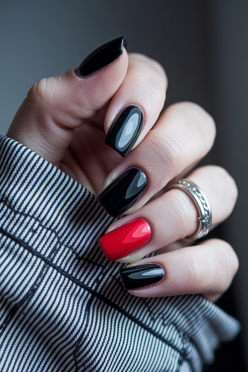 Black and Red Acrylic Nails: A Striking Combination outfit idea