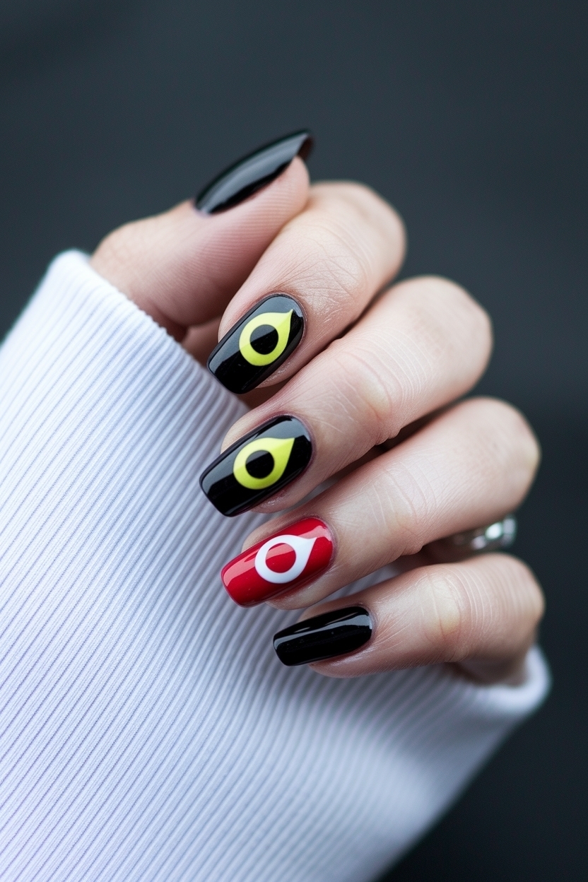 Black and Red Cat Eye Nails: Striking and Stylish Choices outfit idea
