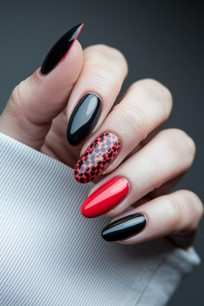 Black and Red Nails Acrylic: Edgy and Chic Designs outfit idea