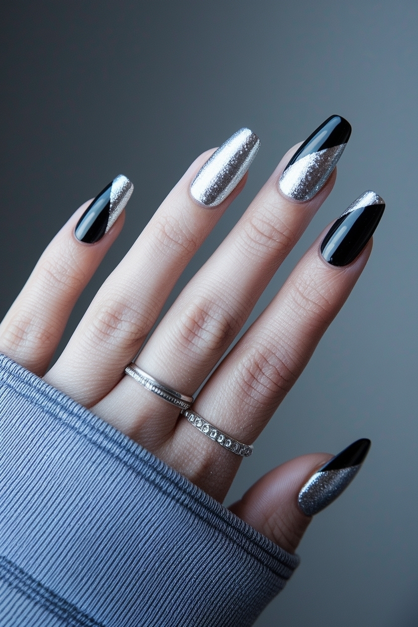 Stylish Black and Silver Acrylic Nails Ideas for Any Occasion outfit idea