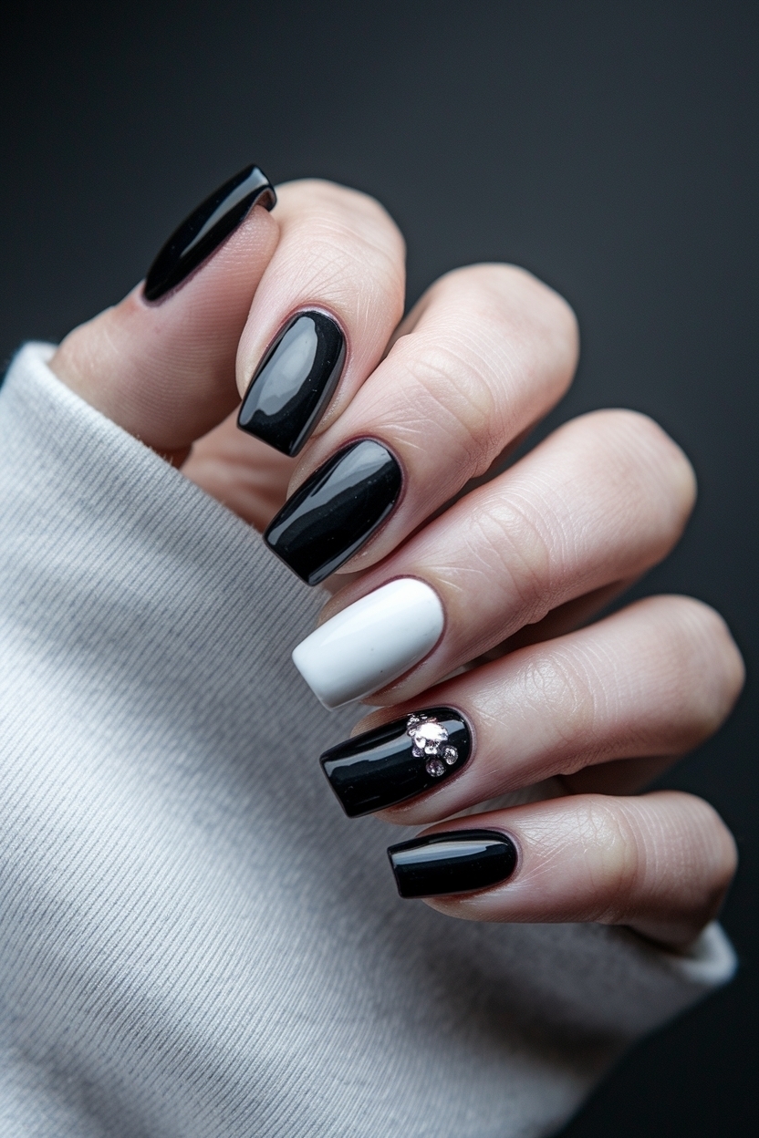 Black and White Acrylic Nails: Glamorous Nail Art Trends outfit idea