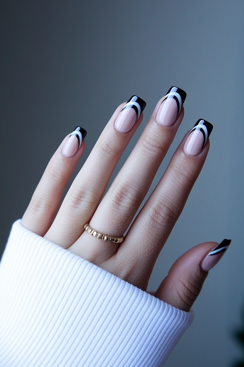 Black and White French Tip Nails: Classic Elegance outfit idea