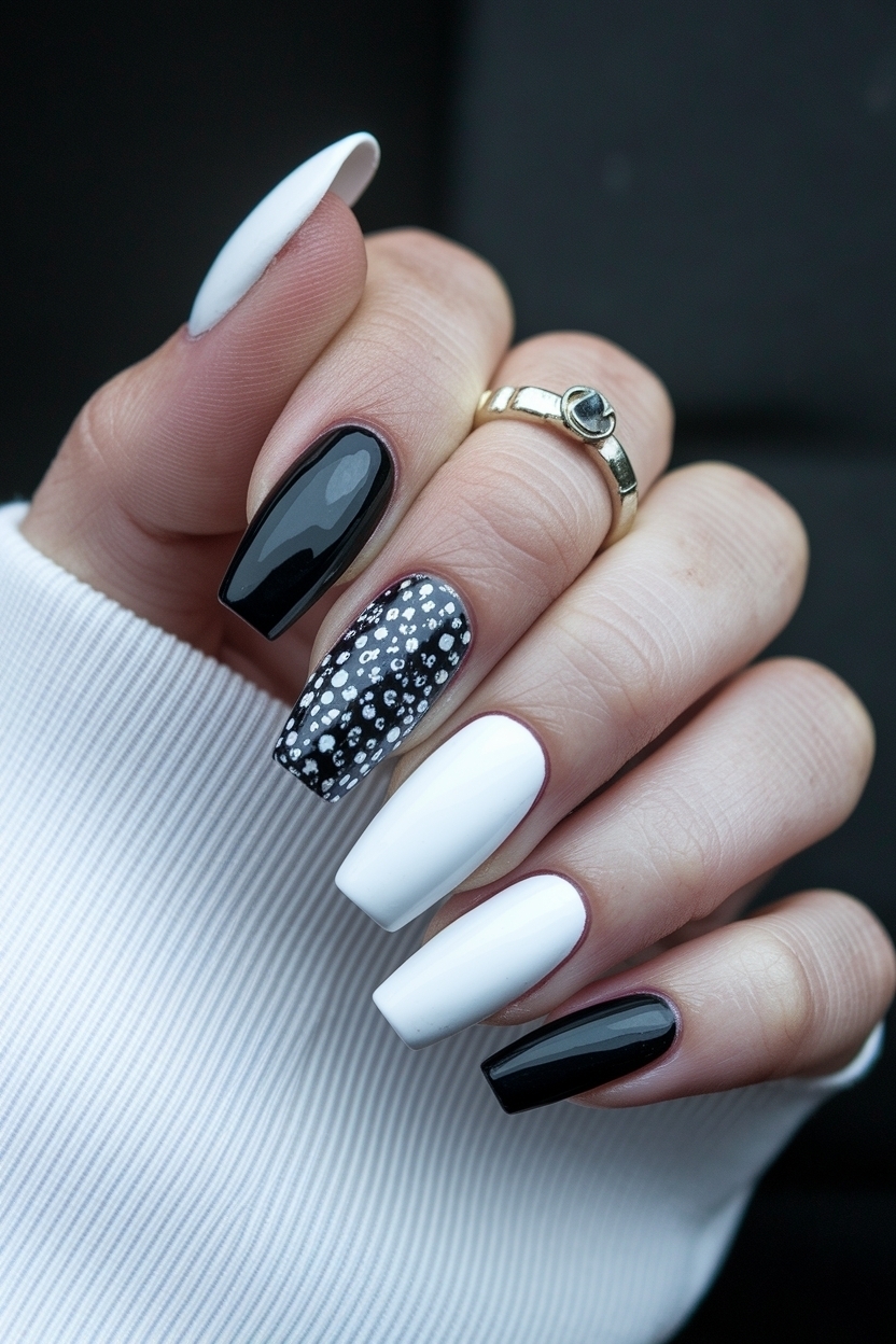 Unique Black and White Nails Ideas to Try Now outfit idea
