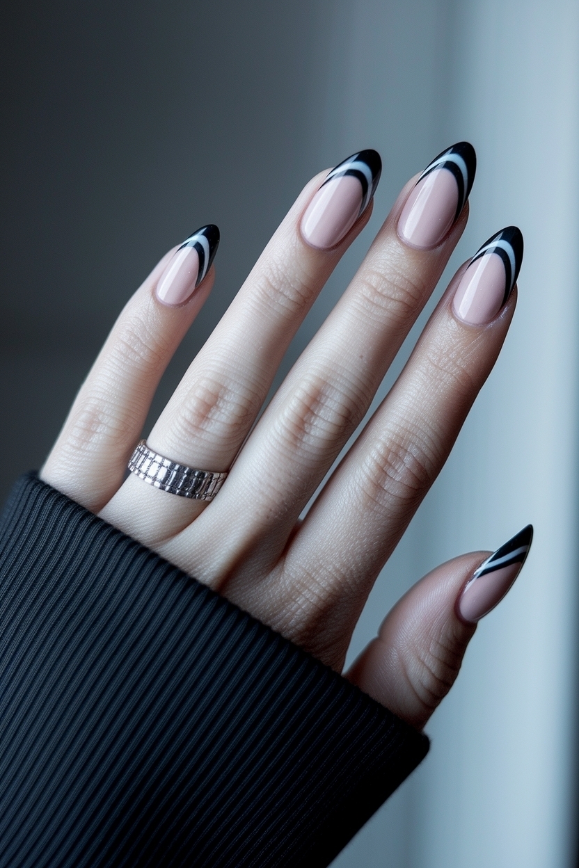 Black French Tip Almond Nails: Perfect for Every Occasion outfit idea