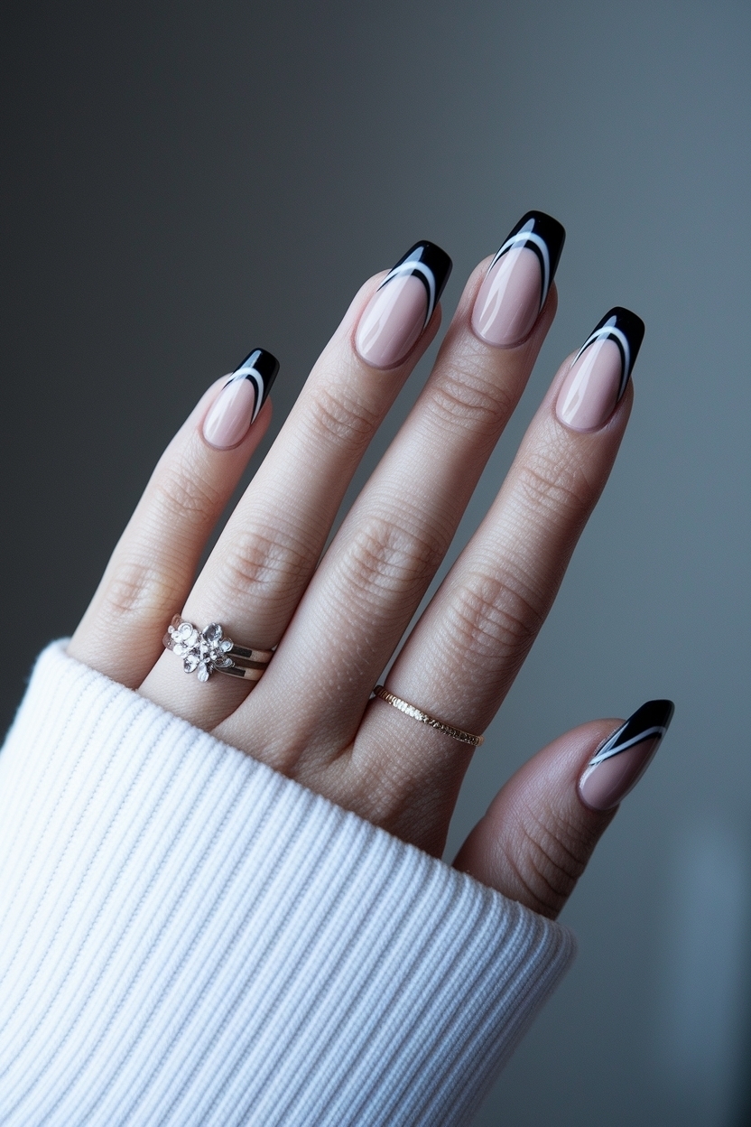 Black French Tip Nails Almond: A Modern Take on Classics outfit idea