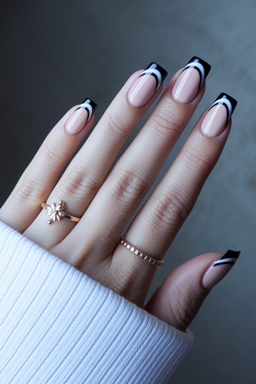 Black French Tip Nails Square: Bold and Beautiful Choices outfit idea