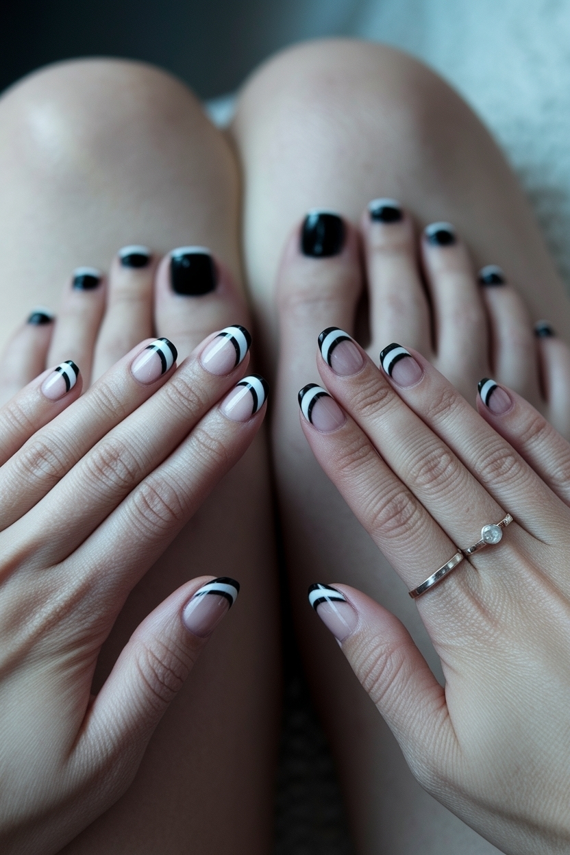 Black French Tip Nails Toes: Pedicure Perfection outfit idea