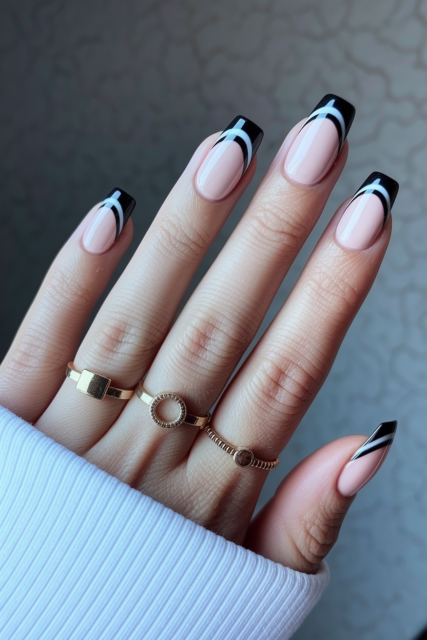 Black French Tip Nails with Design: Chic and Stylish Ideas outfit idea